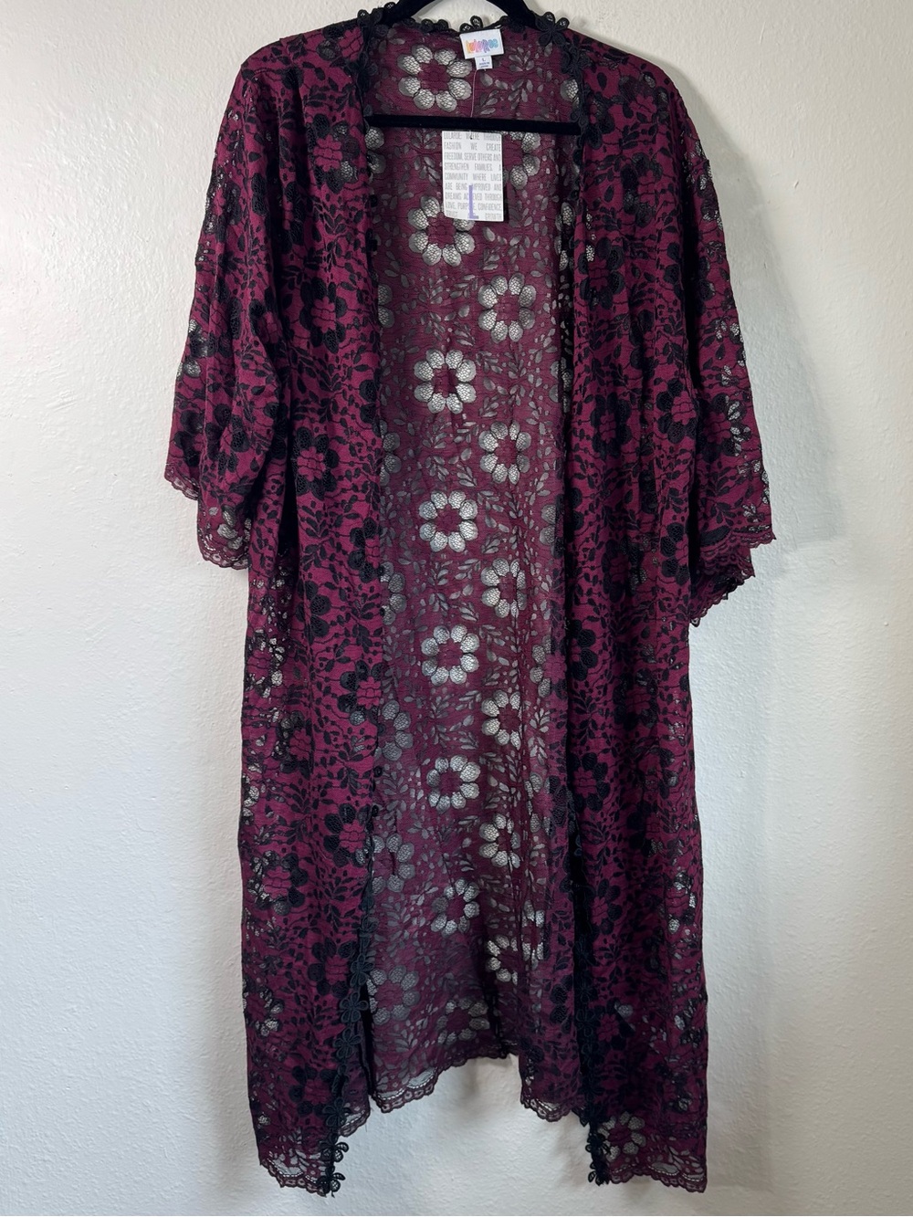LuLaRoe CHLOE L LARGE BOHO CHIC LACE KIMONO COVER LAYER New With Tags